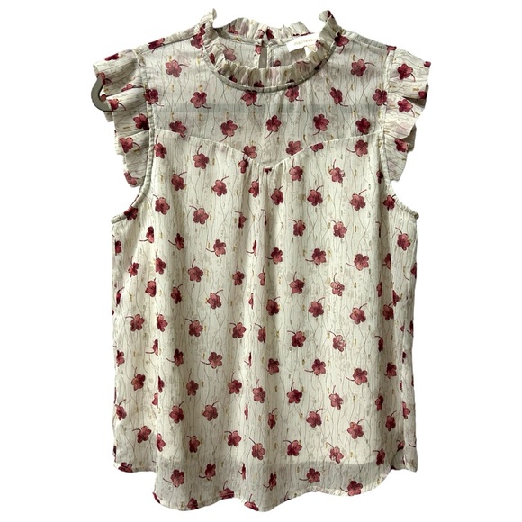 Monteau Women’s Floral Cap Sleeve Flowy‎ Blouse  Sz M - Picture 1 of 7